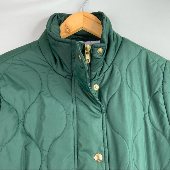 J. Crew Factory City Puffer Quilted Green Pockets. Size Medium P. - Picture 3 of 7